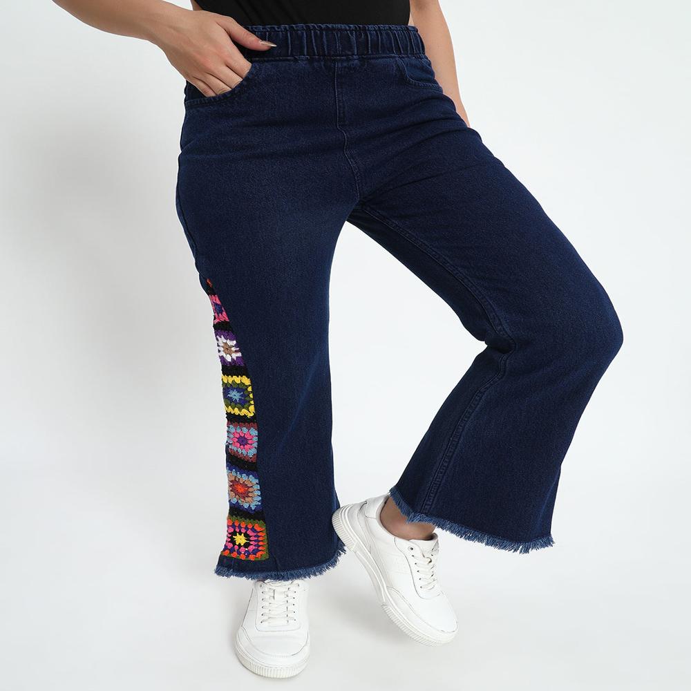 Side Granny Square Jeans - Hip Size: Standard Hip Sizes (Varies By Size)