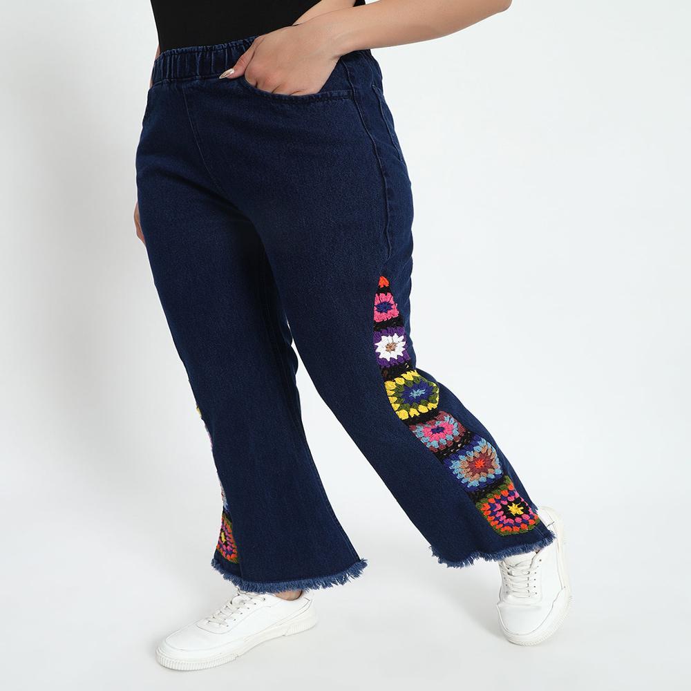 Side Granny Square Jeans - Hip Size: Standard Hip Sizes (Varies By Size)