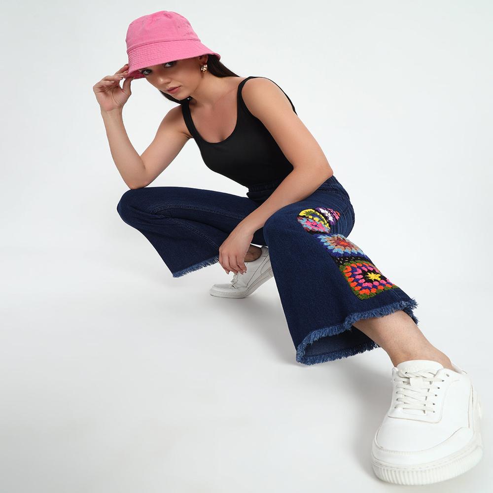 Side Granny Square Jeans - Hip Size: Standard Hip Sizes (Varies By Size)