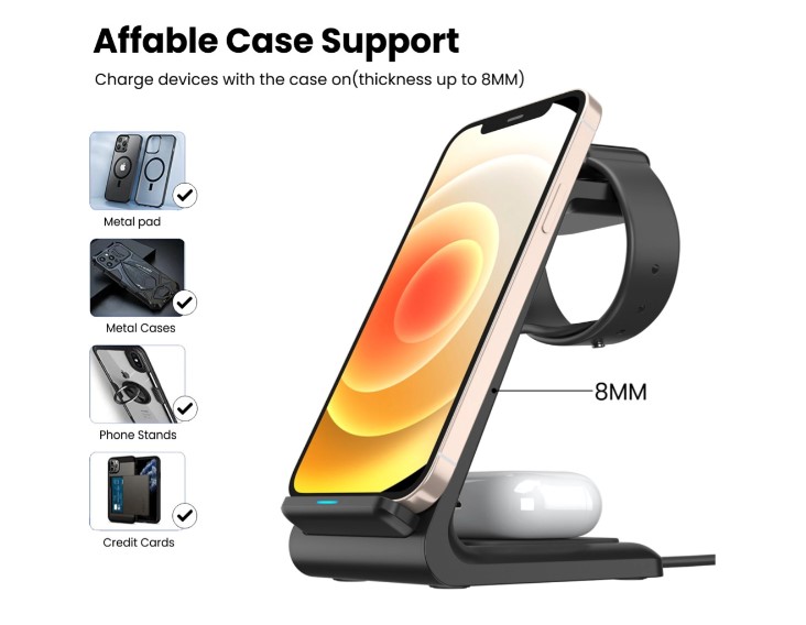 Portronics Freedom 33 3-in-1 15W Desktop Wireless Charging Pad