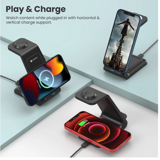 Portronics Freedom 33 3-in-1 15W Desktop Wireless Charging Pad