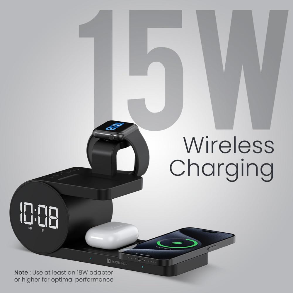 Portronics Freedom 6 15W Wireless Charger with 6-in-1 Function, Earbuds & Watch