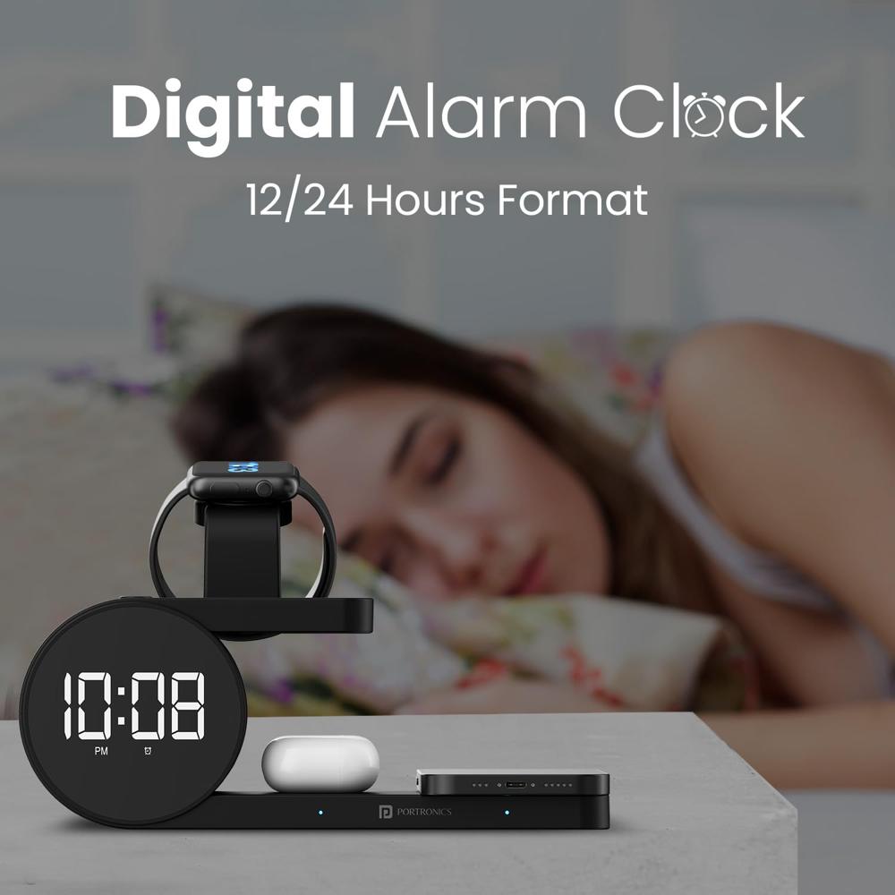 Portronics Freedom 6 15W Wireless Charger with 6-in-1 Function, Earbuds & Watch