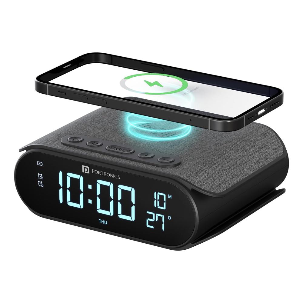 Portronics Voltclock 15w Wireless Charger For All Compatible - Color: Black