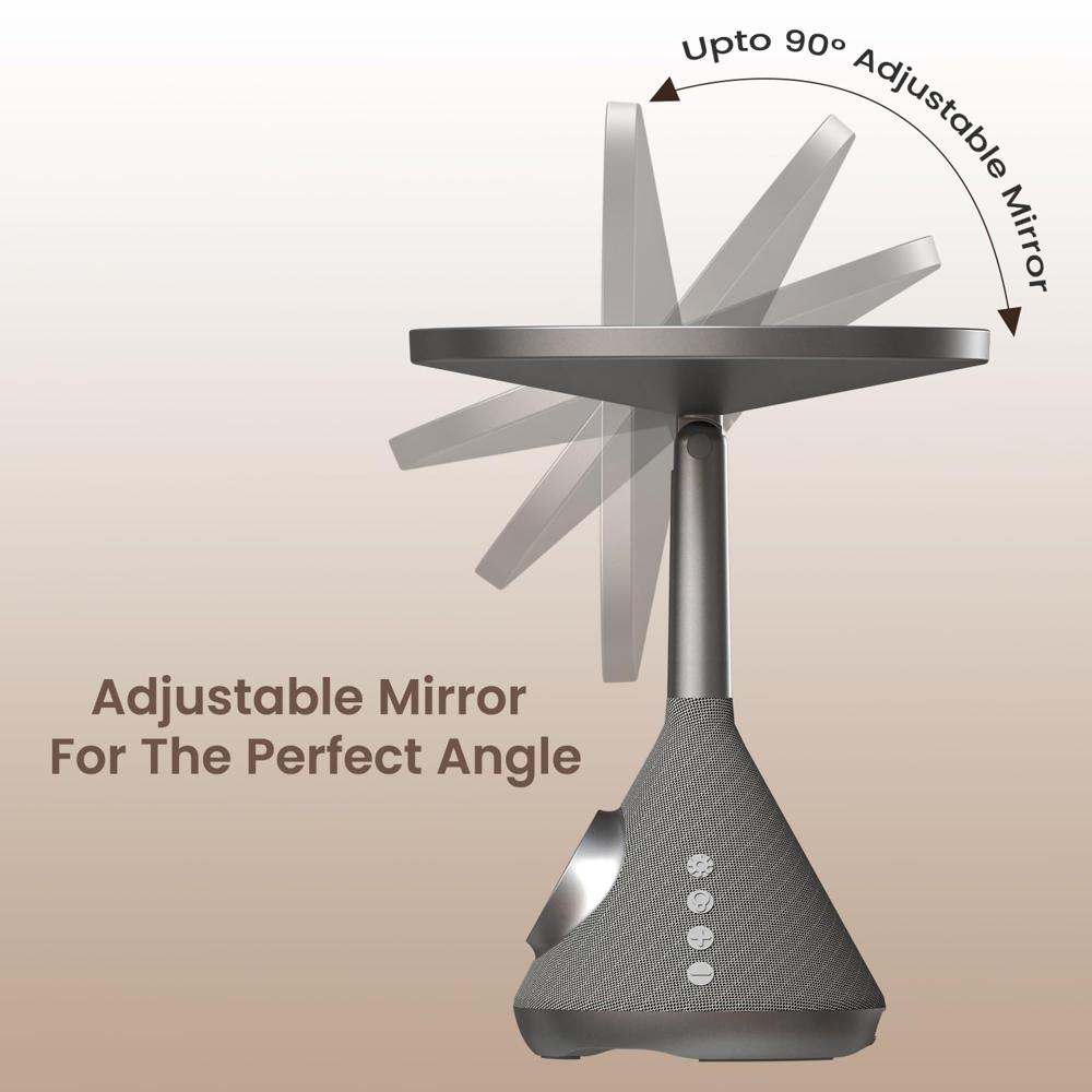 Portronics MOVO 3 in 1 Wireless Charger with 5W Bluetooth Speaker & Makeup Mirror, Qi2 Certified 15W Wireless