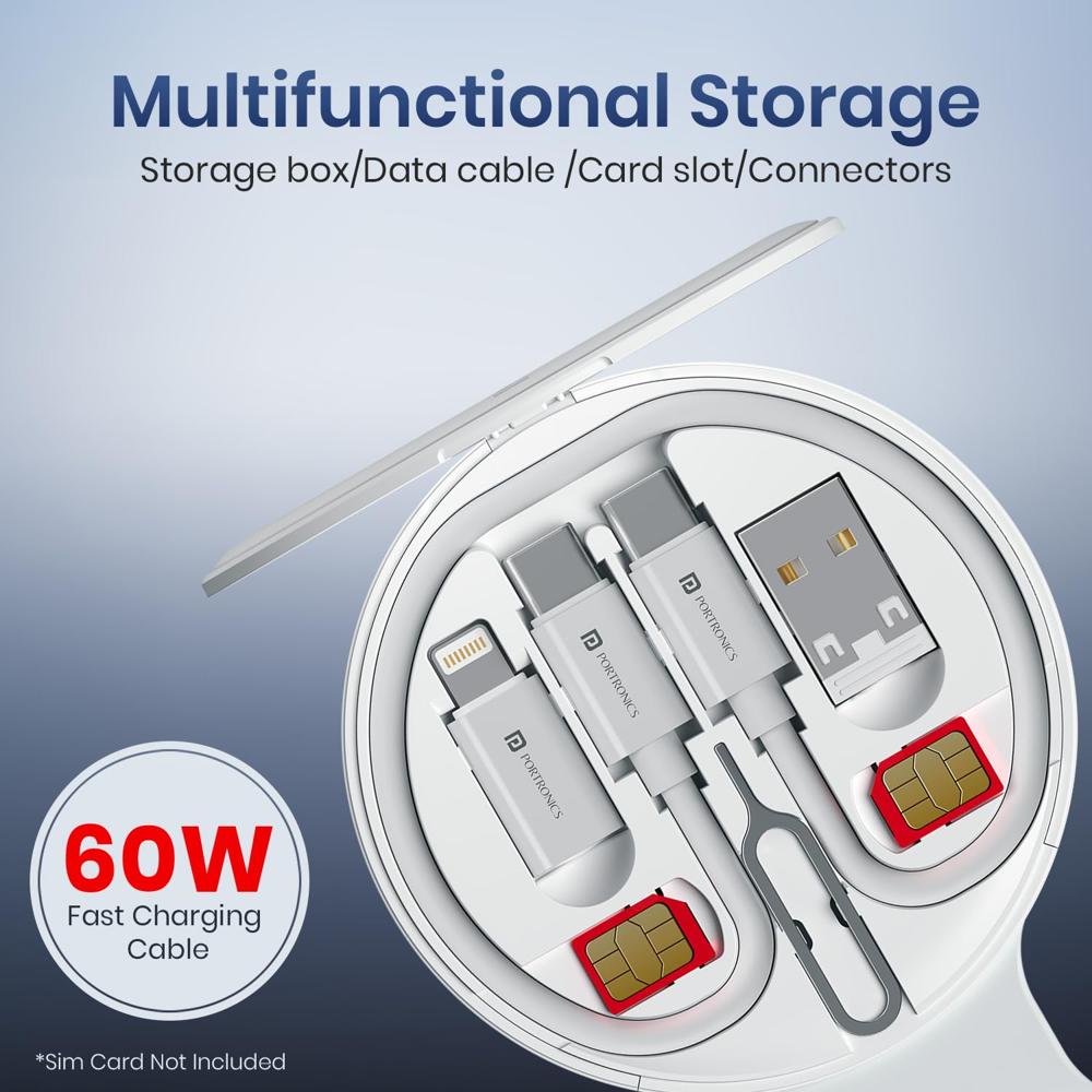 Portronics ChargeMate Trio 3 in 1 Wireless Charger with Multifunctional Fast Charging