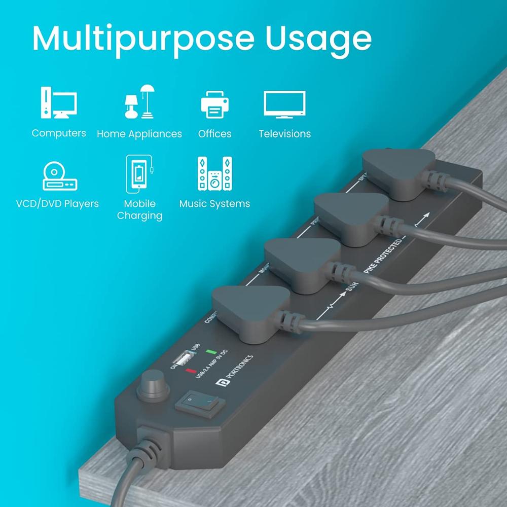 Portronics Power Plate 4 Extension Board with 4 Universal
