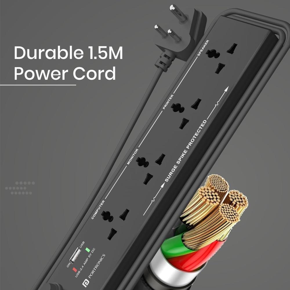 Portronics Power Plate 4 Extension Board with 4 Universal