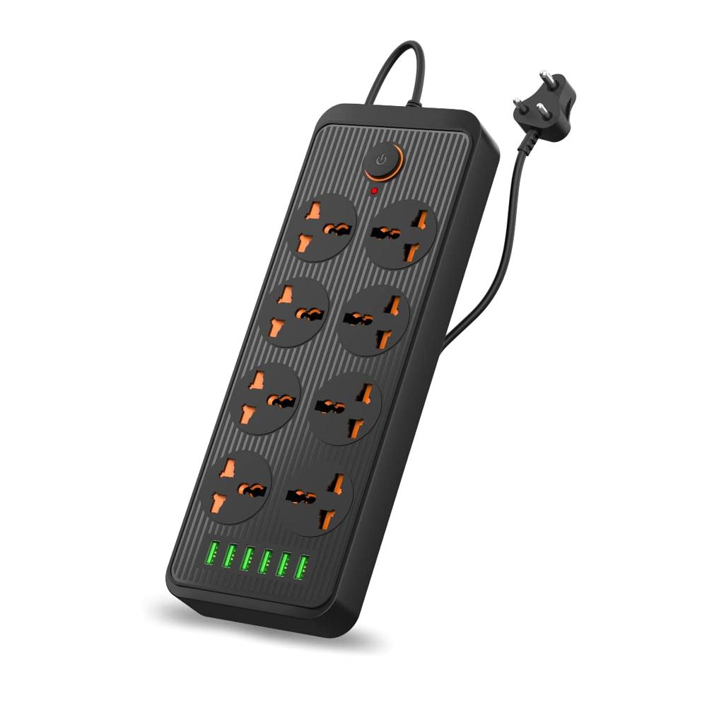 Portronics Power Plate 7 With 6 Usb Port + 8 Power Sockets Power - Color: Black