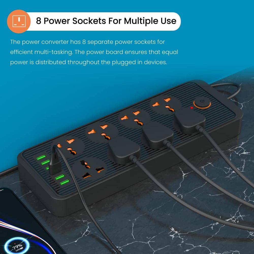 Portronics Power Plate 7 with 6 USB Port + 8 Power Sockets Power
