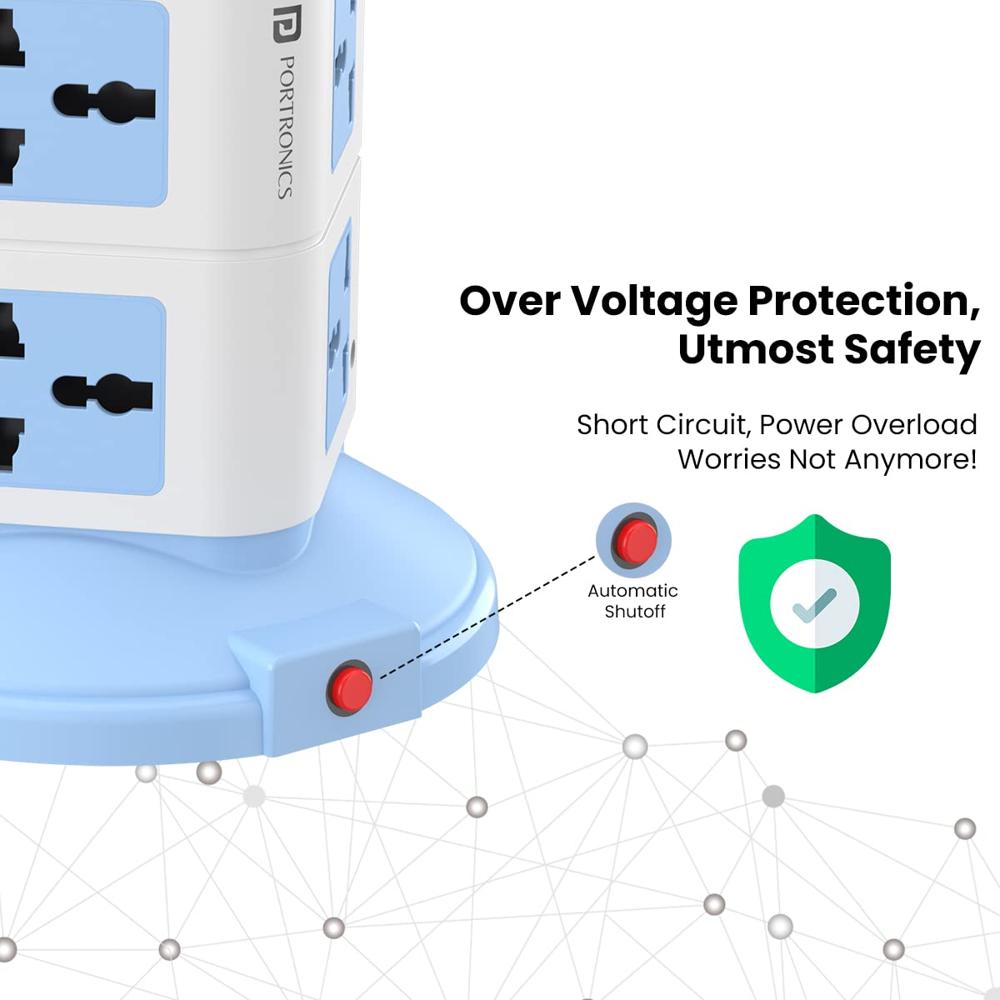 Portronics Power Plate 9 with 3 USB Ports + 8 Power Sockets