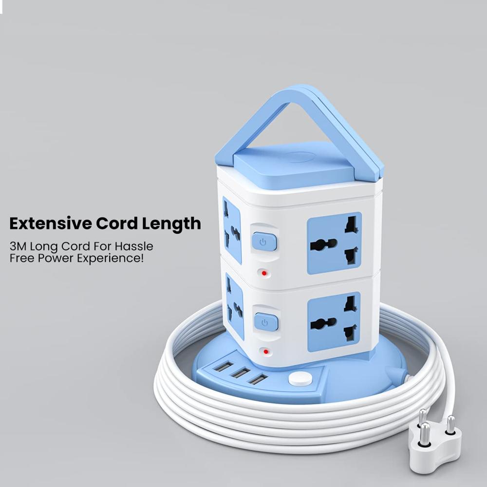 Portronics Power Plate 9 with 3 USB Ports + 8 Power Sockets