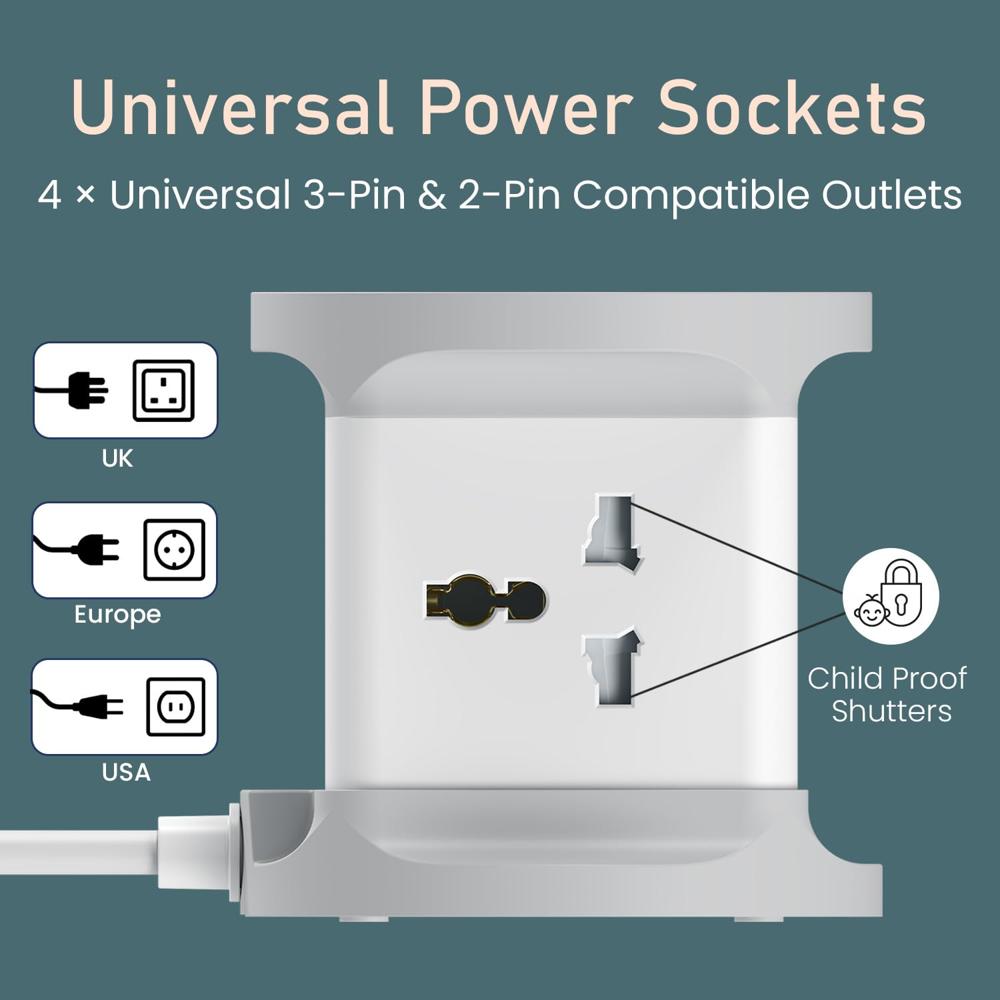 Portronics Power Plate 9 Pro, 2500W 7-in-1 Desktop Charging