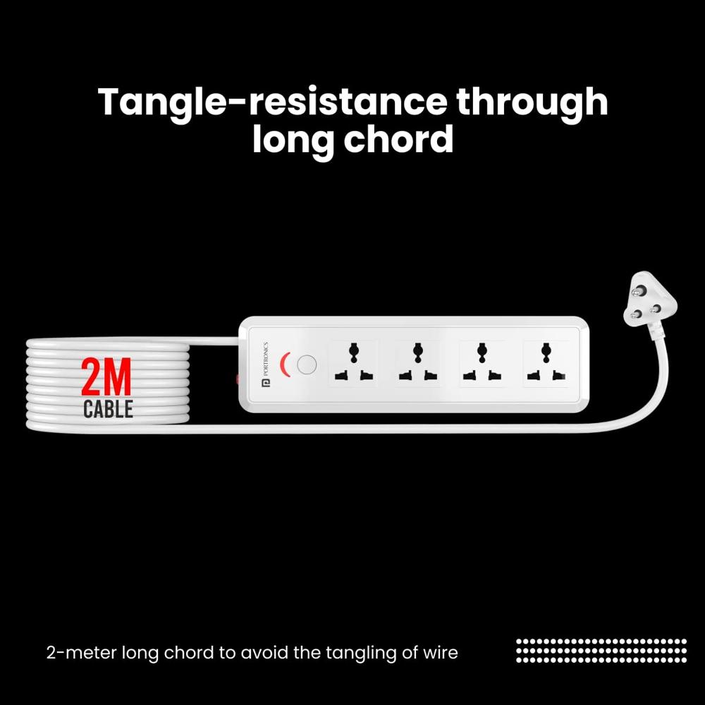 Portronics Power Plate 11, 1500W Extension Board with 4 Power