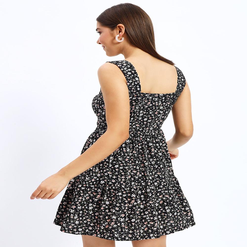 Black Flyer Mini Dress - Bust Size: Adjustable (Refer To Size Chart)