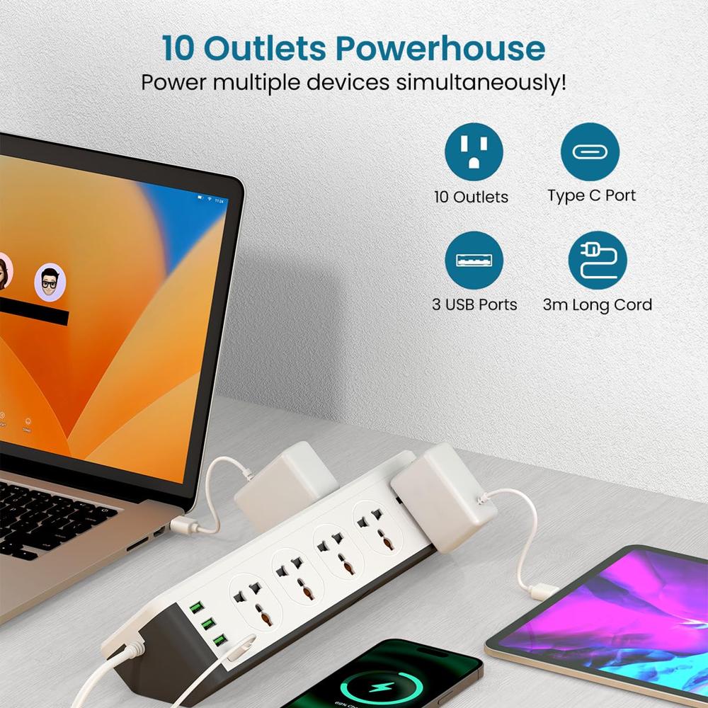 Portronics Power Plate 14 Extension Board with 10 Universal