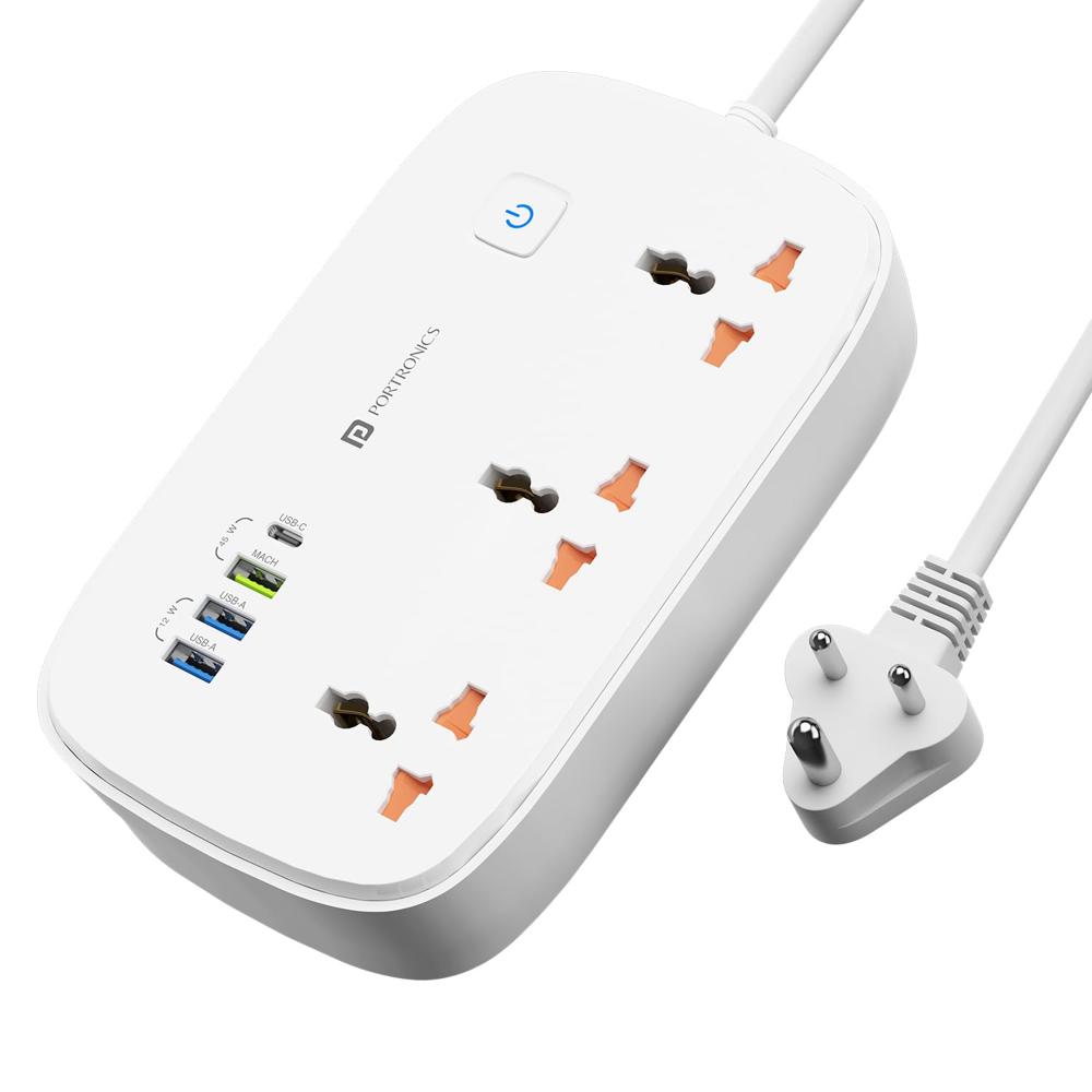 Portronics Power Plate 16 Extension Board with 45W Type-C