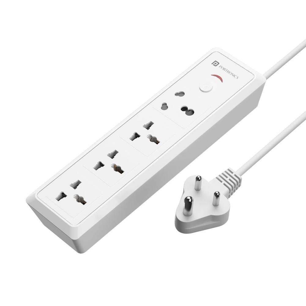 Portronics Power Plate 17 Extension Board With 4 Universal - Color: White