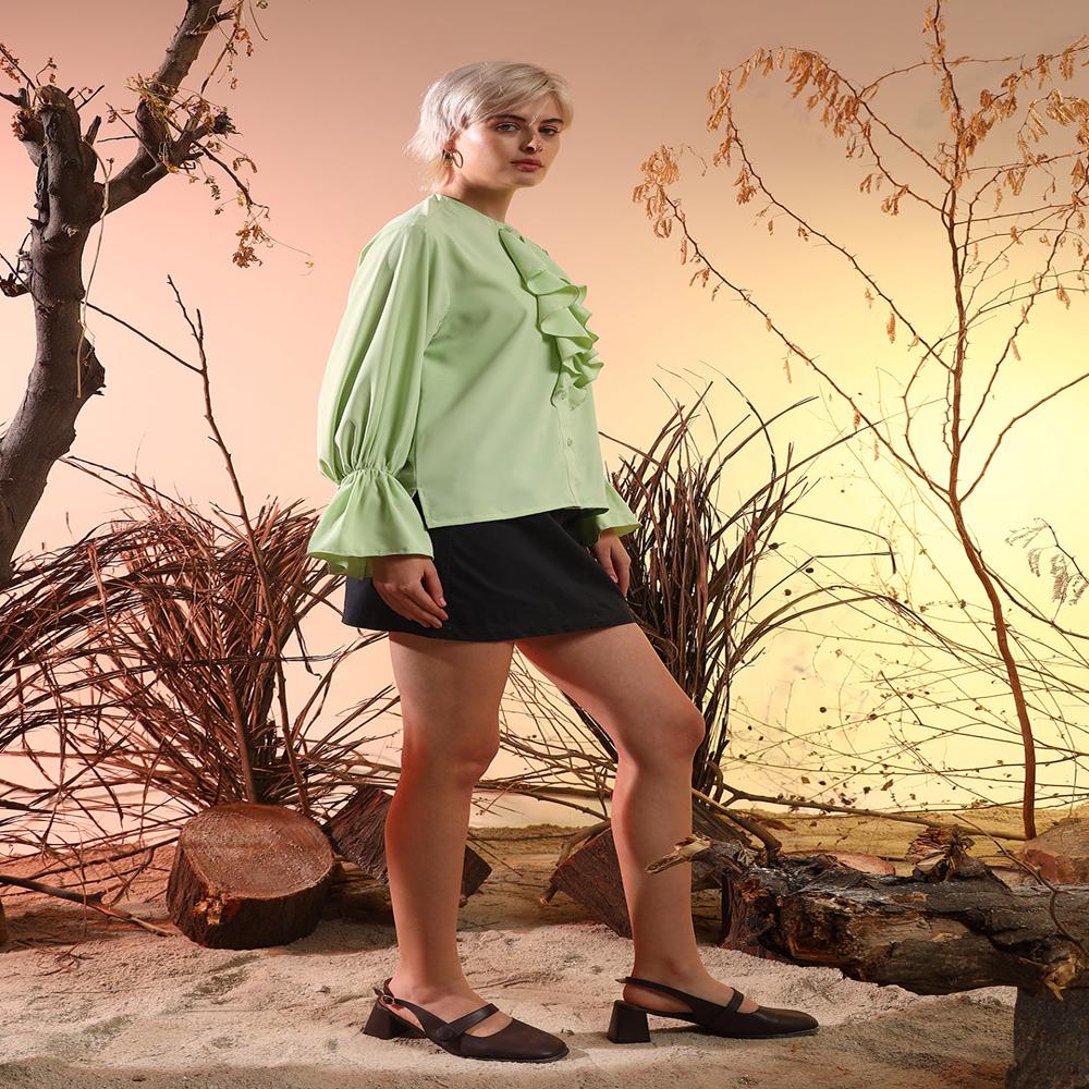 Matcha Green Frill Shirt