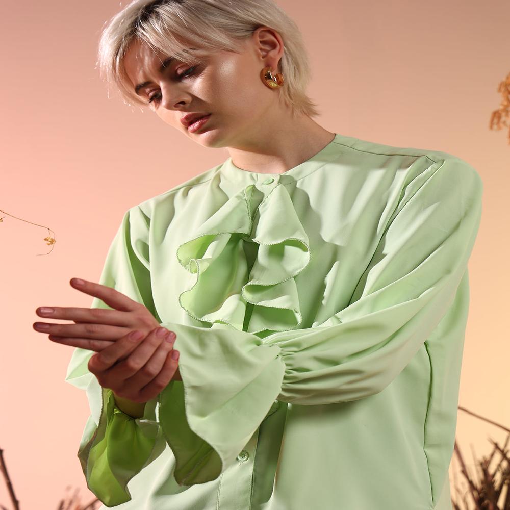 Matcha Green Frill Shirt