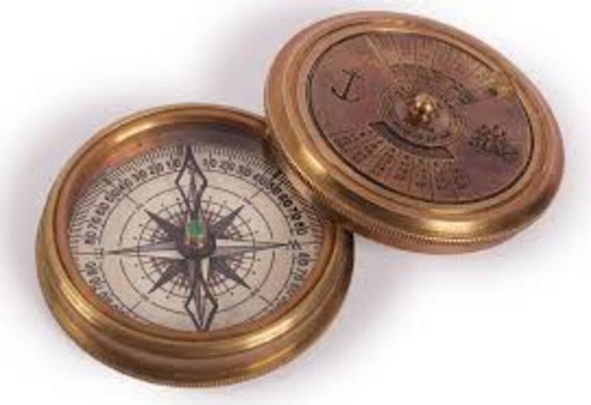 Handheld Nautical Compass , Brass, 2 inch