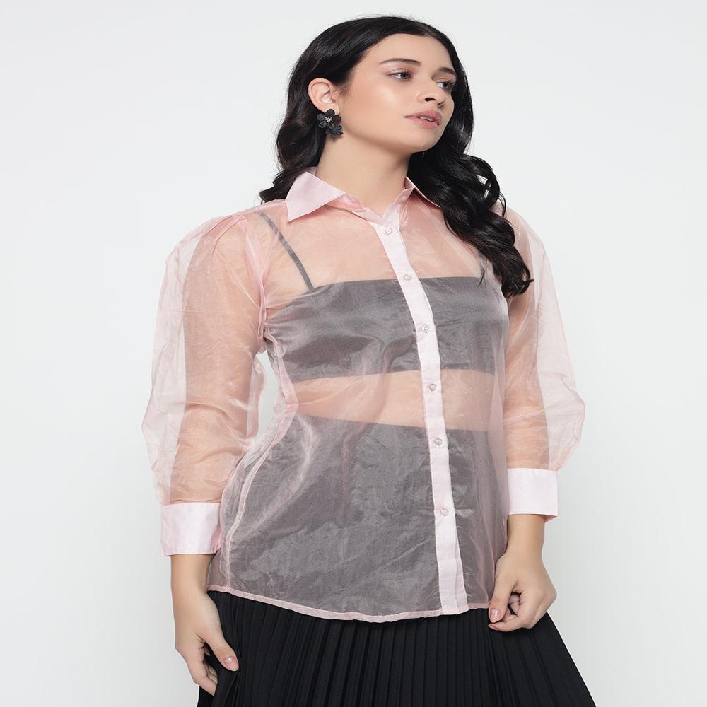 Organza Shirt - Color: Light Pink