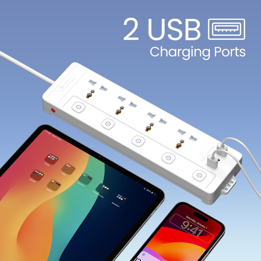 Portronics Power Plate 19 Extension Board with 4 Universal