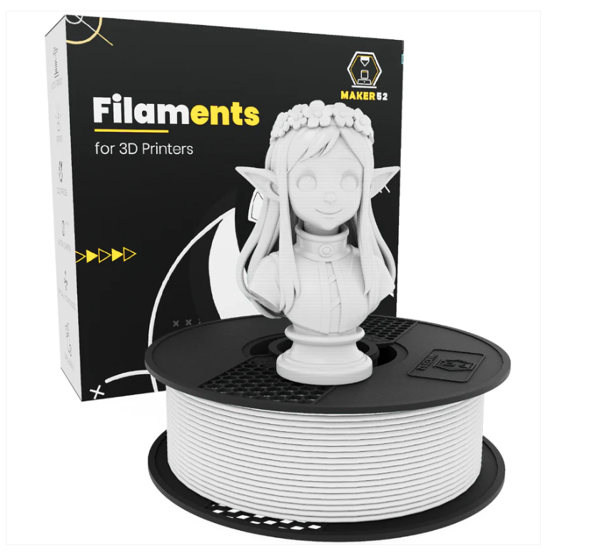 MAKER52 HS PLA+ Filament - 1.75mm High-Strength Premium 3D Printer Material - Snow White