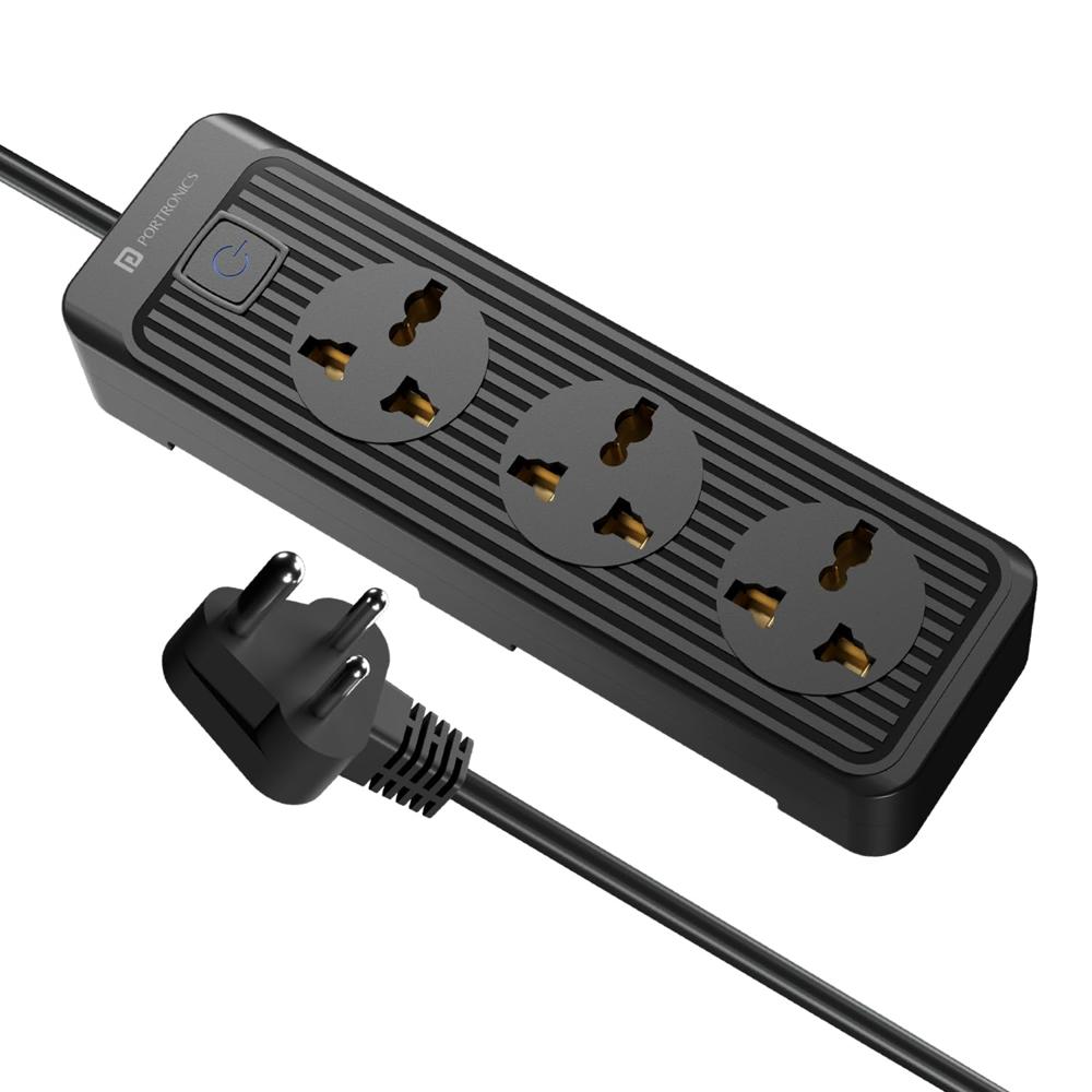 Portronics Power Plate 21 Extension Board With 3 Universal - Color: Black
