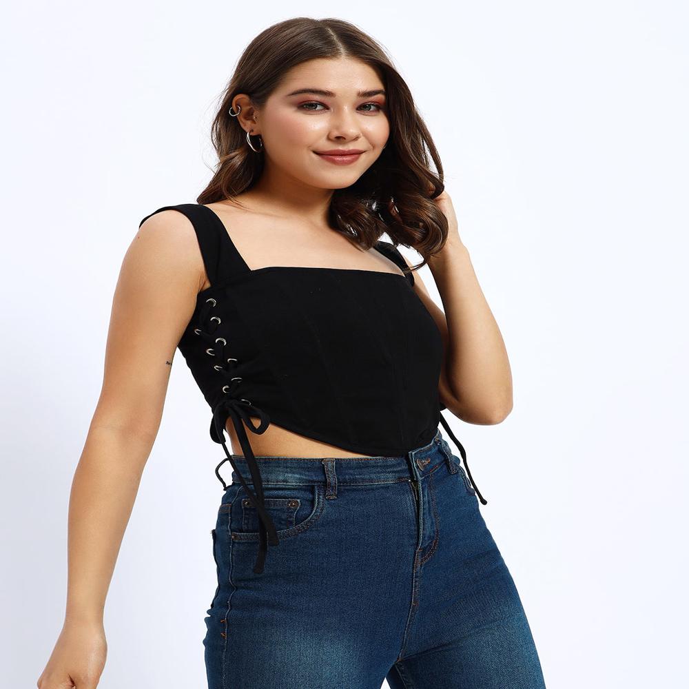 Black Side Knot Corset - Length: Waist Length