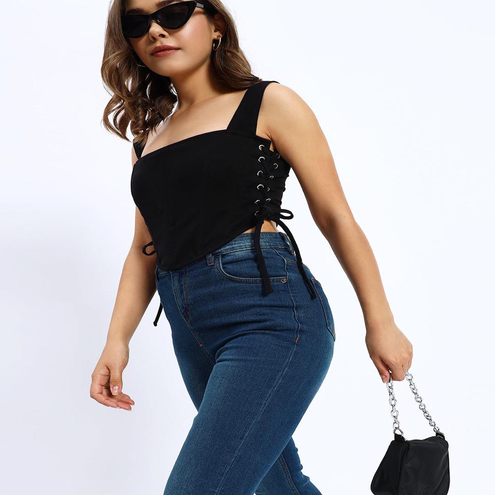 Black Side Knot Corset - Length: Waist Length