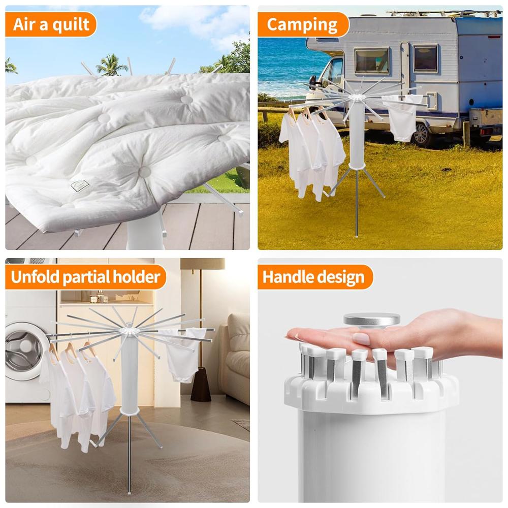 Foldable Rotary Clothes Drying Rack Stand (1 Pc)