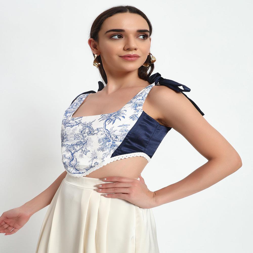Aesthetic Blue Corset - Length: Waist Length