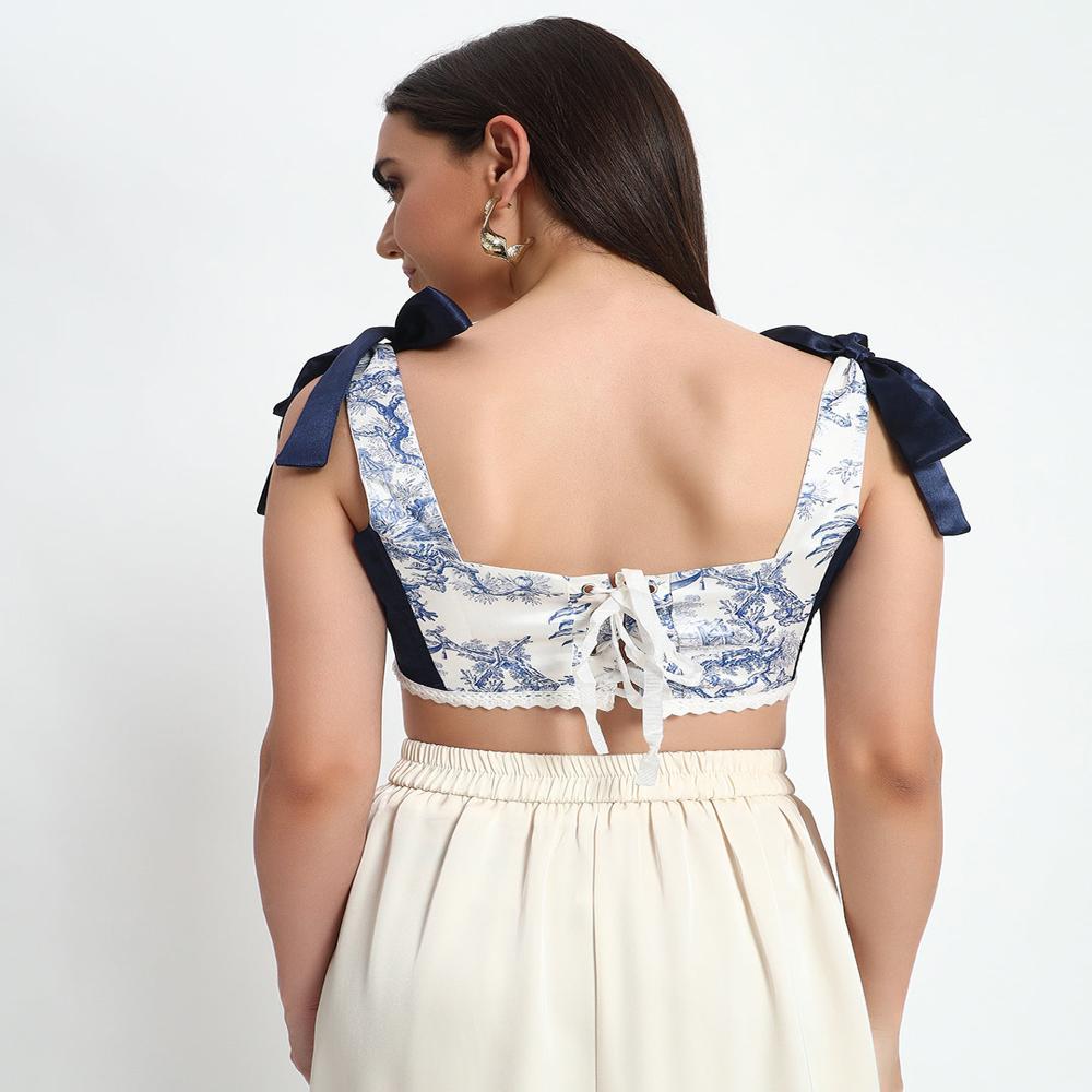 Aesthetic Blue Corset - Length: Waist Length