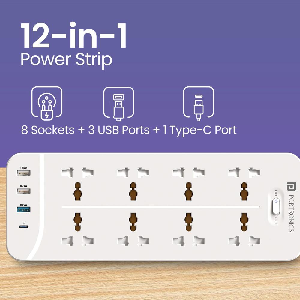 Portronics Power Plate 23 Extension Board with 20W Type-C