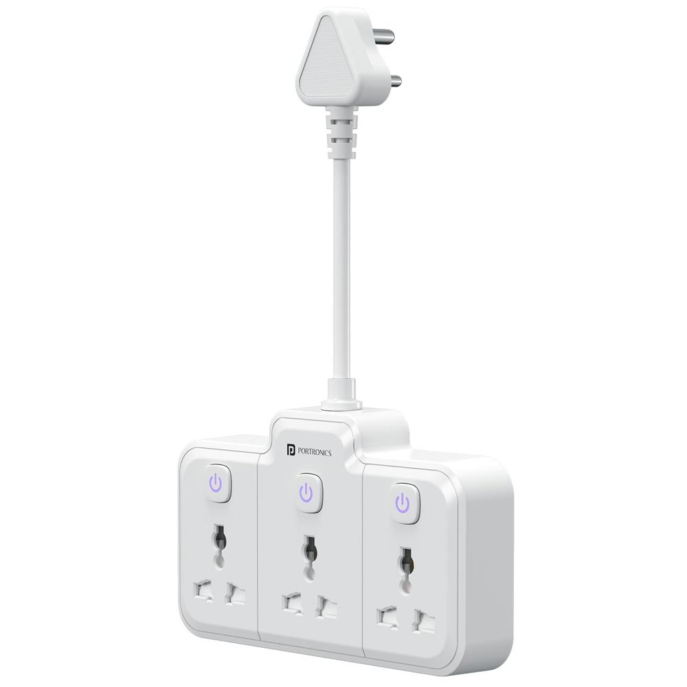 Portronics 2500w Power Plate Nano 3-in-1 Power Extender With - Color: White
