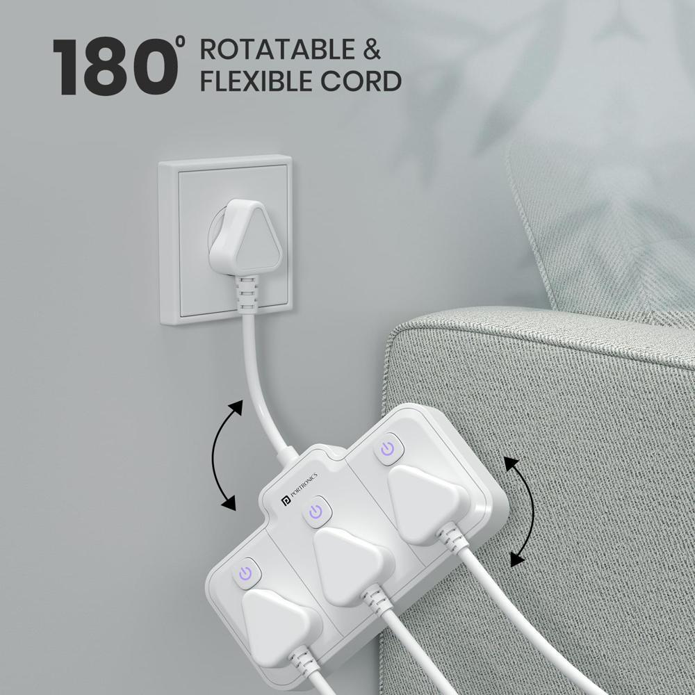 Portronics 2500W Power Plate Nano 3-in-1 Power Extender with