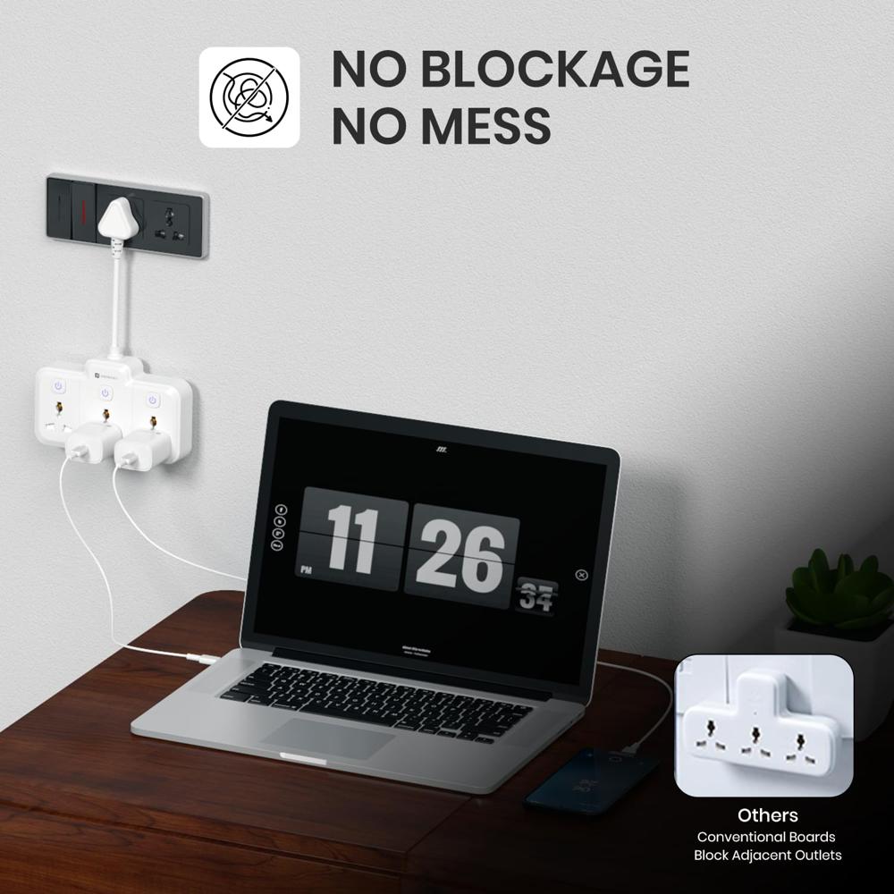 Portronics 2500W Power Plate Nano 3-in-1 Power Extender with