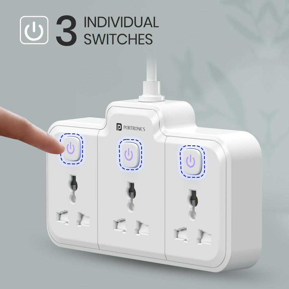 Portronics 2500W Power Plate Nano 3-in-1 Power Extender with