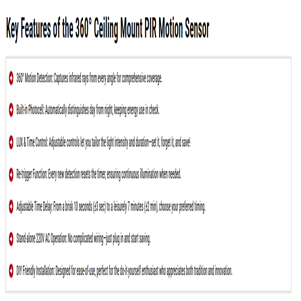 False Ceiling Mount PIR Sensor 360 