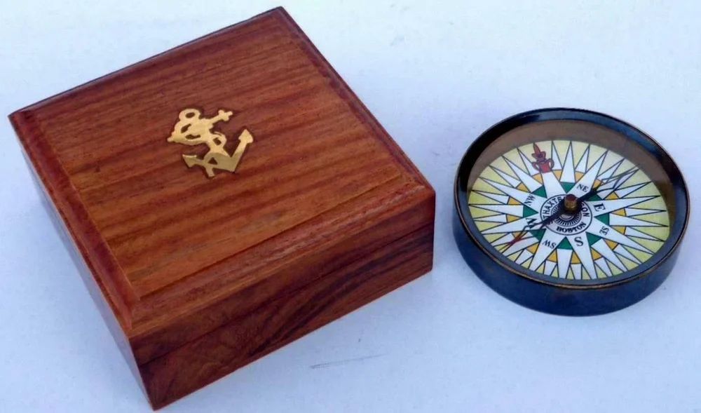 3.5 Inch Brass Antique Vintage Nautical Compass