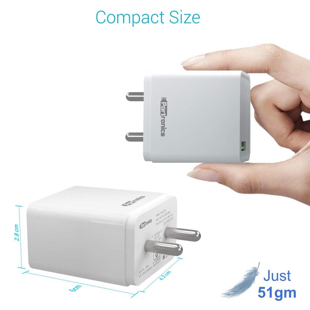 Portronics Adapto One M,18W 3A Fast Charging Adaptor,Comes with 1M Micro USB Cable Single Port