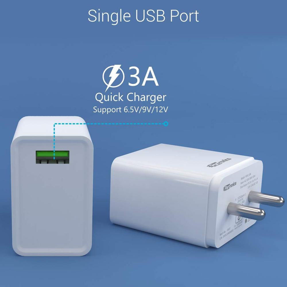 Portronics Adapto One M,18W 3A Fast Charging Adaptor,Comes with 1M Micro USB Cable Single Port
