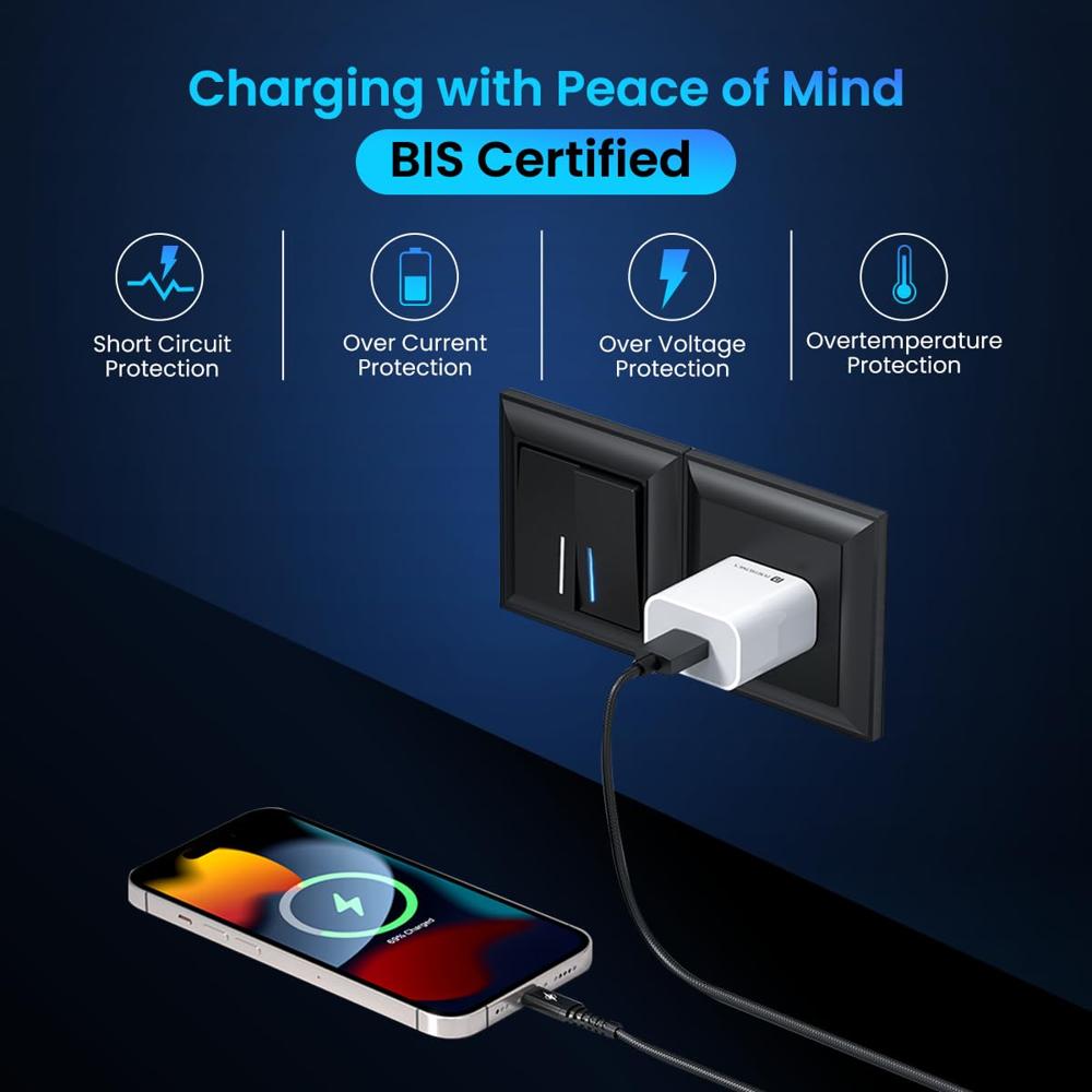 Portronics Adapto 12 2.4A 12W Fast Wall Charger for iPhone