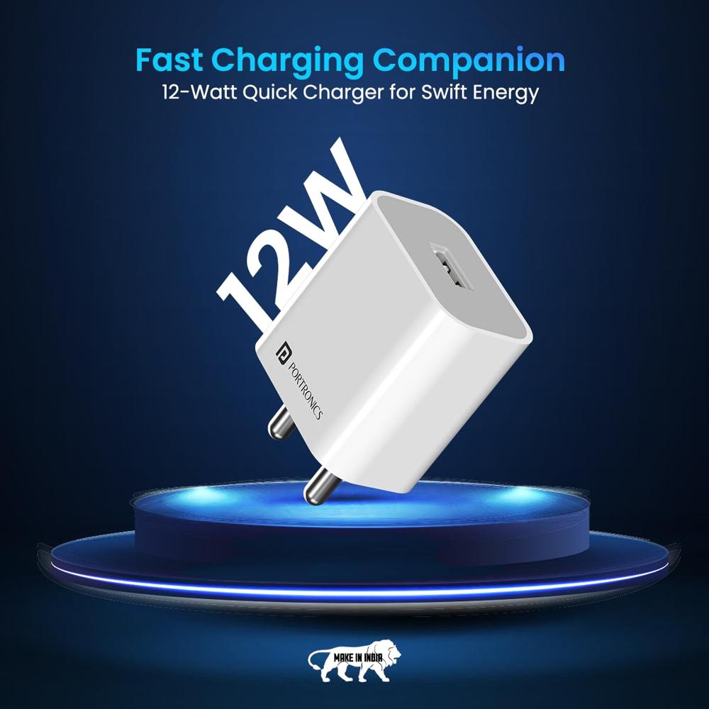 Portronics Adapto 12 2.4A 12W Fast Wall Charger for iPhone