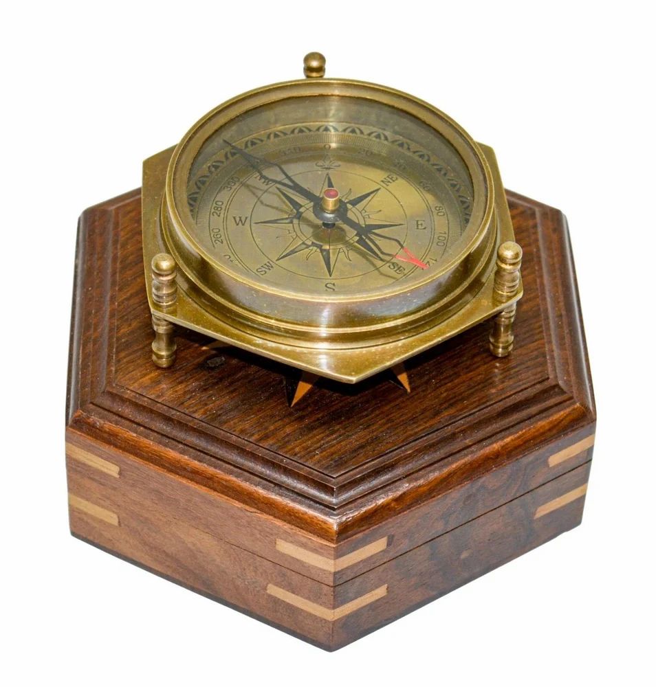 5 Inch Brass Antique Vintage Maritime Nautical Compass