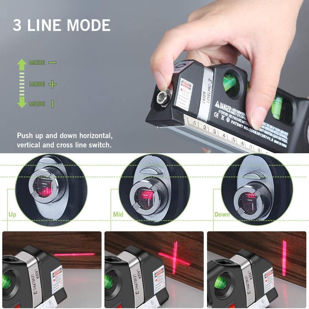 True Sense Level Laser Horizon Vertical Measure Tape Aligner Bubbles Ruler Multifunction Tool, LL-07