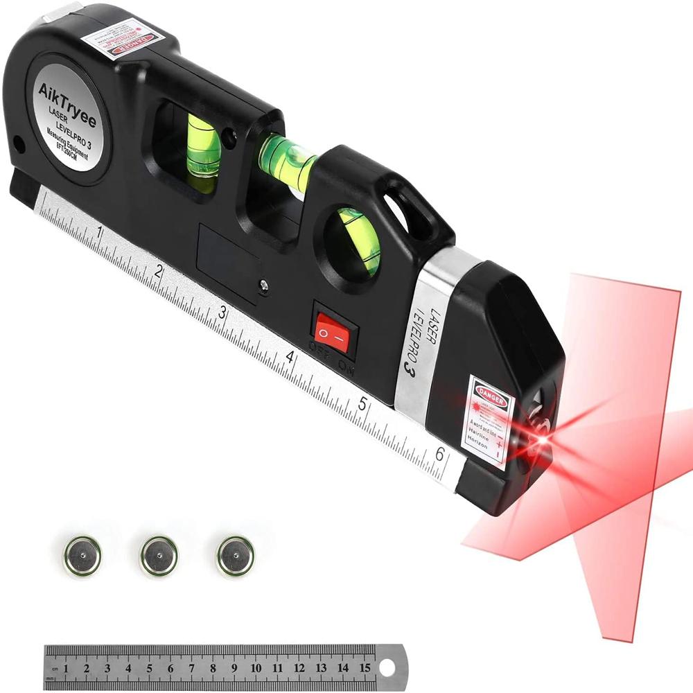 True Sense Level Laser Horizon Vertical Measure Tape Aligner Bubbles Ruler Multifunction Tool, LL-07