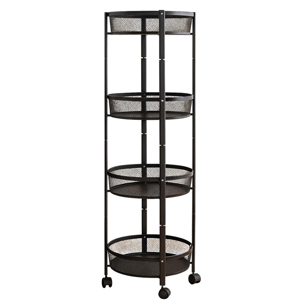 4-Layer Round Metal Folding Storage Trolley (1 Pc)