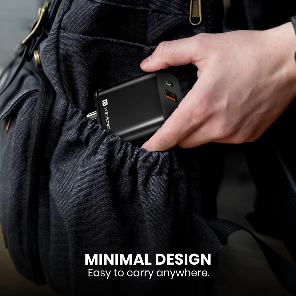 Portronics 20W Adapto 20B Dual Port (Type C PD & USB-A) Fast